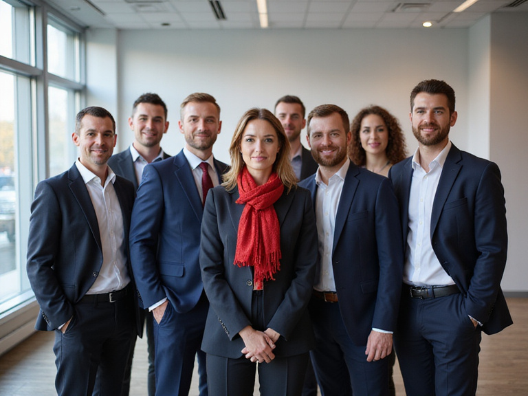 Professionelles Gruppenfoto des Teams der Verkehrsrecht Schweiz AG im Büro in Zürich.